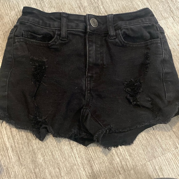 Black washed jean ripped shorts - Picture 1 of 3